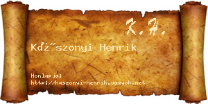 Kászonyi Henrik névjegykártya